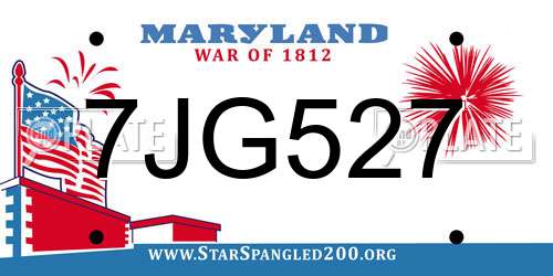 7JG527 Maryland License Plate