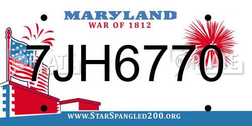 7JH6770 Maryland License Plate