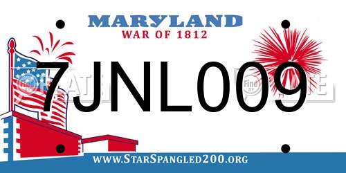 7JNL009 Maryland License Plate