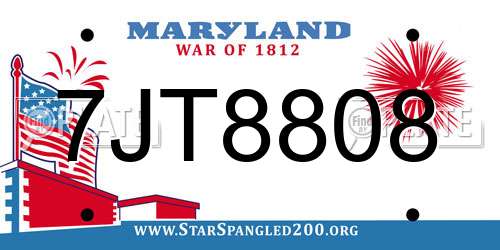 7JT8808 Maryland License Plate