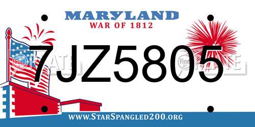 7JZ5805 Maryland License Plate