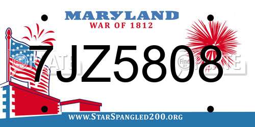 7JZ5808 Maryland License Plate