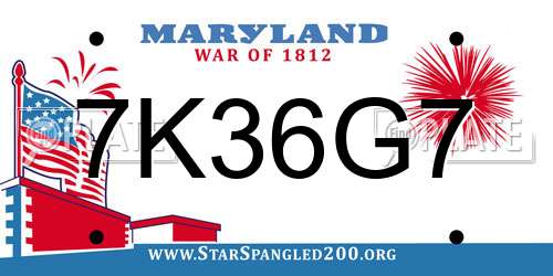 7K36G7 Maryland License Plate
