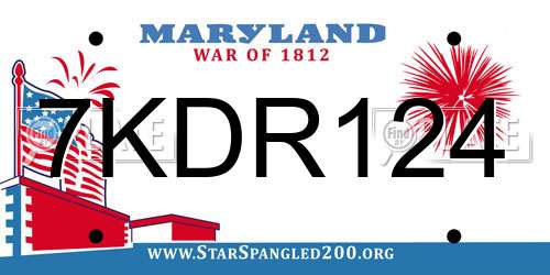 7KDR124 Maryland License Plate