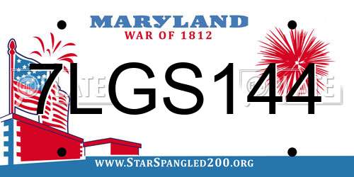 7LGS144 Maryland License Plate