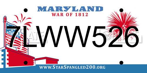 7LWW526 Maryland License Plate