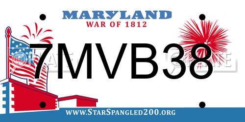 7MVB38 Maryland License Plate