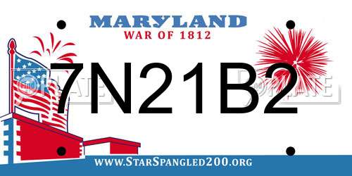 7N21B2 Maryland License Plate