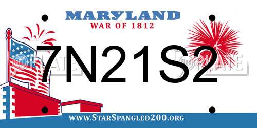 7N21S2 Maryland License Plate
