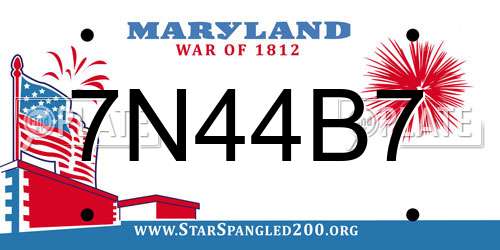 7N44B7 Maryland License Plate
