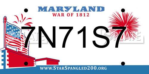 7N71S7 Maryland License Plate