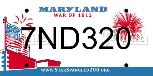 7ND320 Maryland License Plate