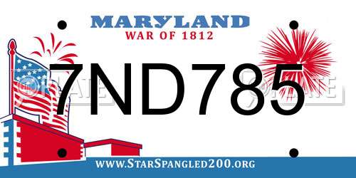 7ND785 Maryland License Plate