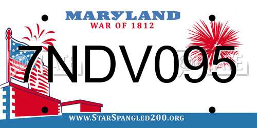 7NDV095 Maryland License Plate