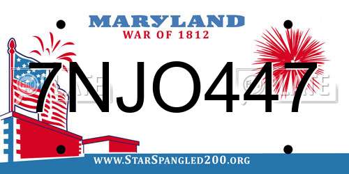 7NJO447 Maryland License Plate