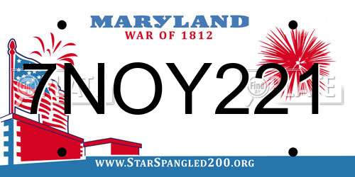 7NOY221 Maryland License Plate