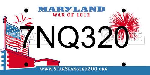 7NQ320 Maryland License Plate