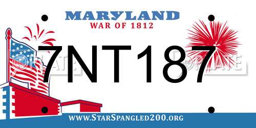 7NT187 Maryland License Plate