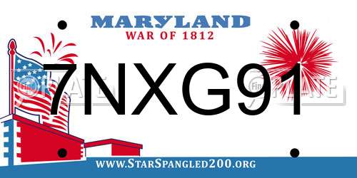 7NXG91 Maryland License Plate