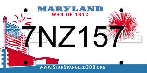 7NZ157 Maryland License Plate