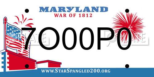 7O00P0 Maryland License Plate
