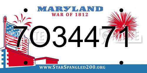 7O34471 Maryland License Plate