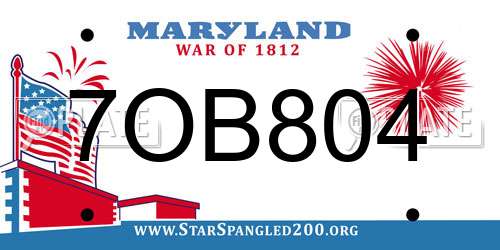 7OB804 Maryland License Plate