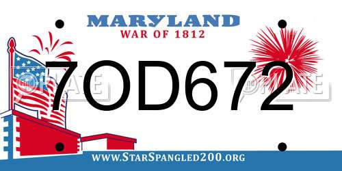 7OD672 Maryland License Plate