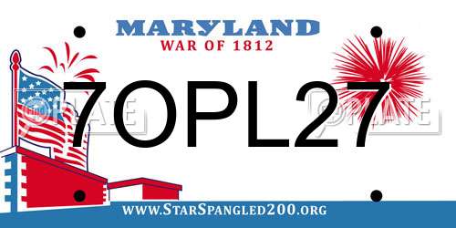7OPL27 Maryland License Plate