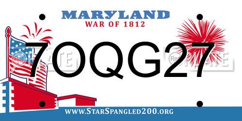 7OQG27 Maryland License Plate