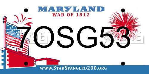 7OSG53 Maryland License Plate