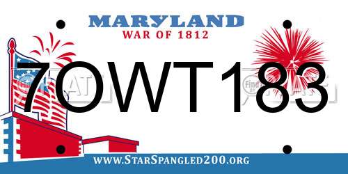 7OWT183 Maryland License Plate