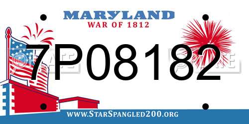 7P08182 Maryland License Plate