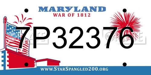 7P32376 Maryland License Plate