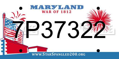 7P37322 Maryland License Plate