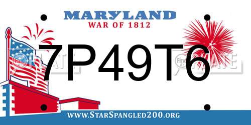 7P49T6 Maryland License Plate