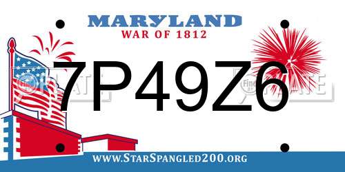 7P49Z6 Maryland License Plate