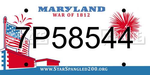 7P58544 Maryland License Plate