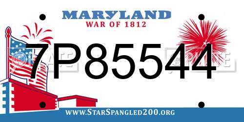 7P85544 Maryland License Plate