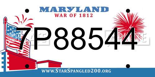7P88544 Maryland License Plate