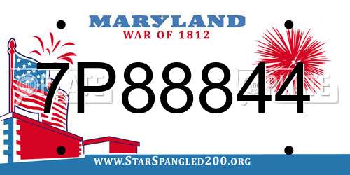 7P88844 Maryland License Plate
