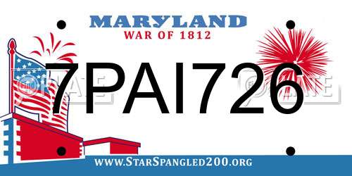 7PAI726 Maryland License Plate