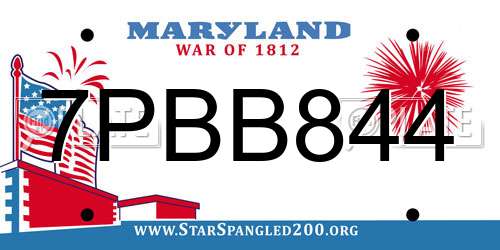 7PBB844 Maryland License Plate