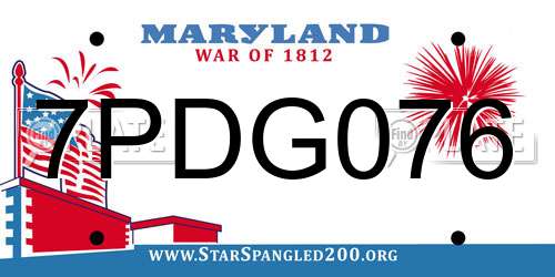 7PDG076 Maryland License Plate