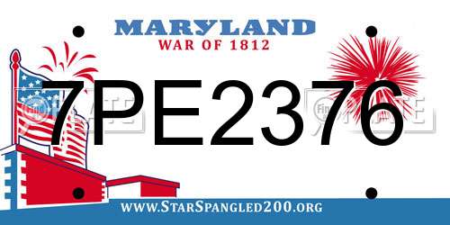 7PE2376 Maryland License Plate