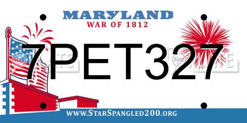 7PET327 Maryland License Plate