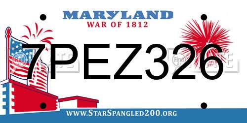 7PEZ326 Maryland License Plate