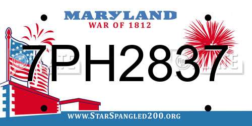 7PH2837 Maryland License Plate