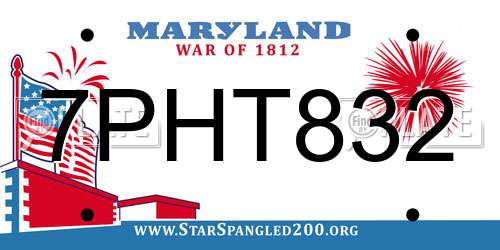 7PHT832 Maryland License Plate