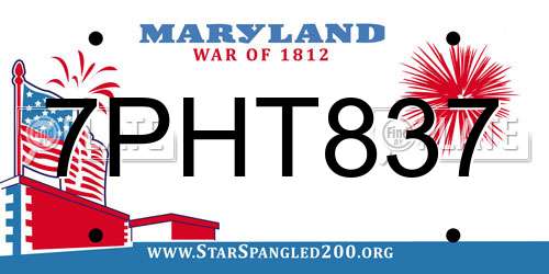 7PHT837 Maryland License Plate